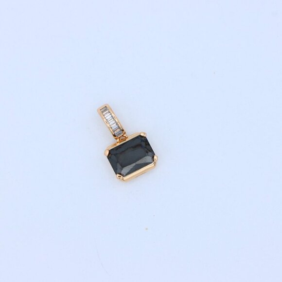 "Chic Black Emerald Cut Pendant with Gold Plated Baguette Bail, XPPT1778 - Picture 9 of 13